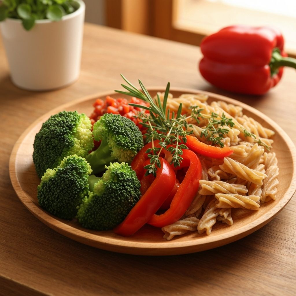 Fiber-rich foods on plate with natural lighting